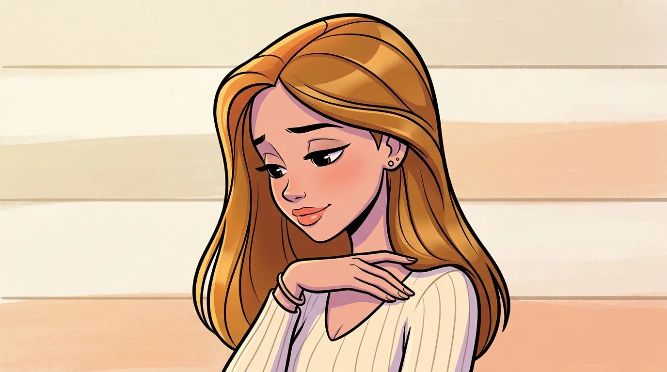Illustration d'une femme aux cheveux roux avec un sourire doux