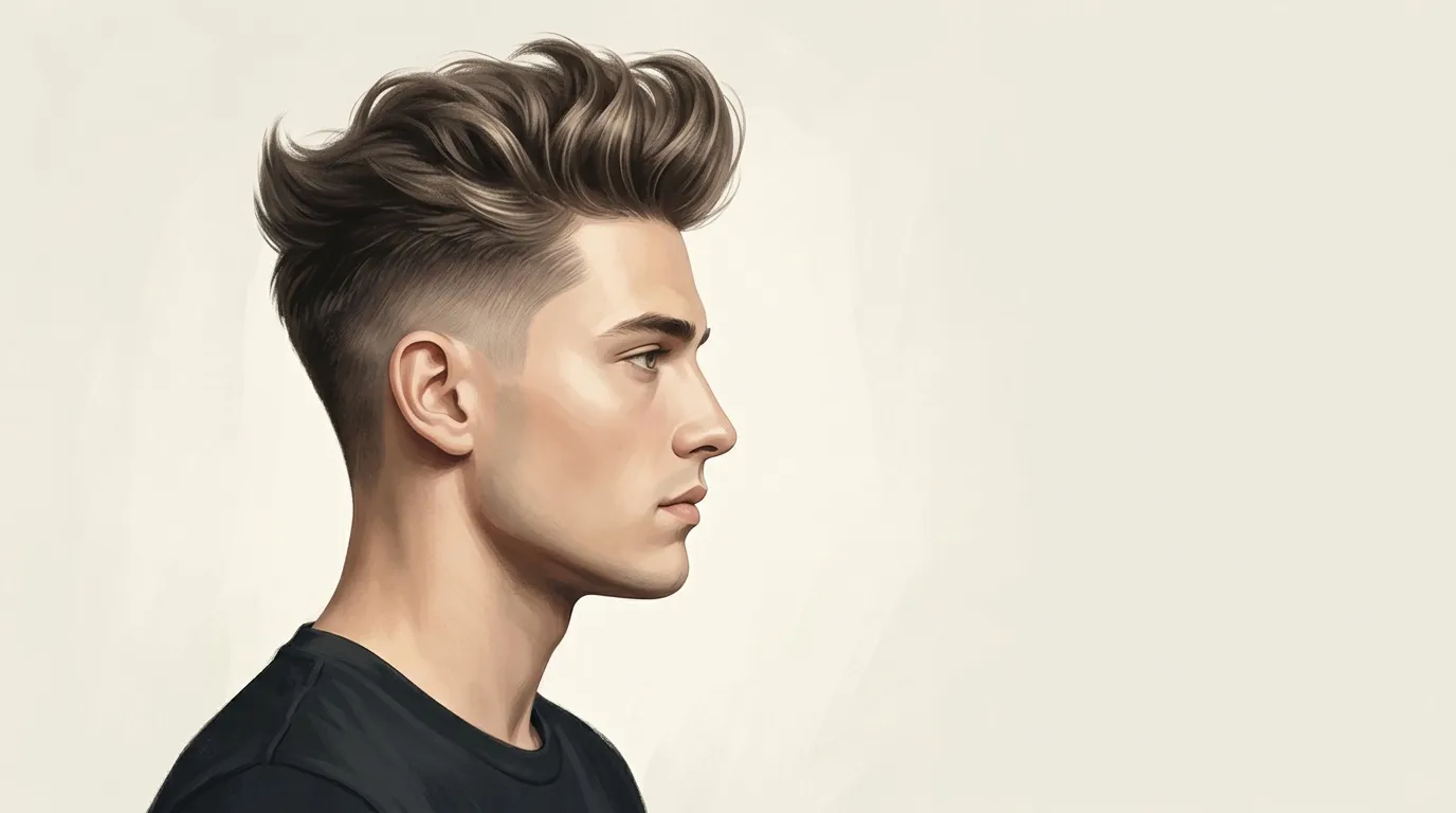Portrait profil homme avec coiffure volumineuse et dégradé