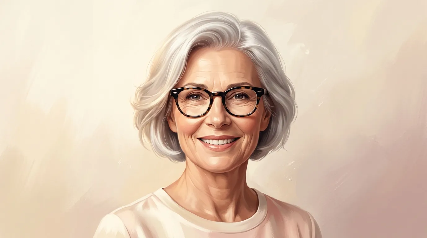 Femme &acirc;g&eacute;e souriante portant des lunettes noires