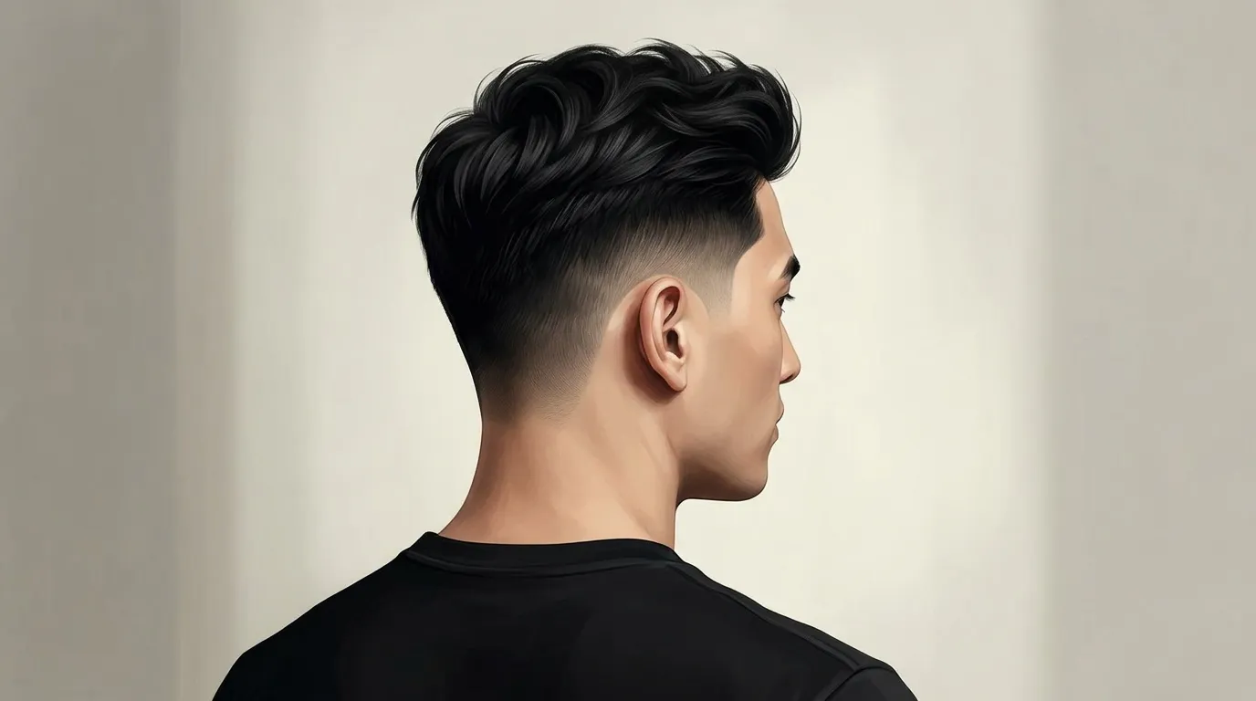 Homme profil coupe cheveux noirs dégradé fade