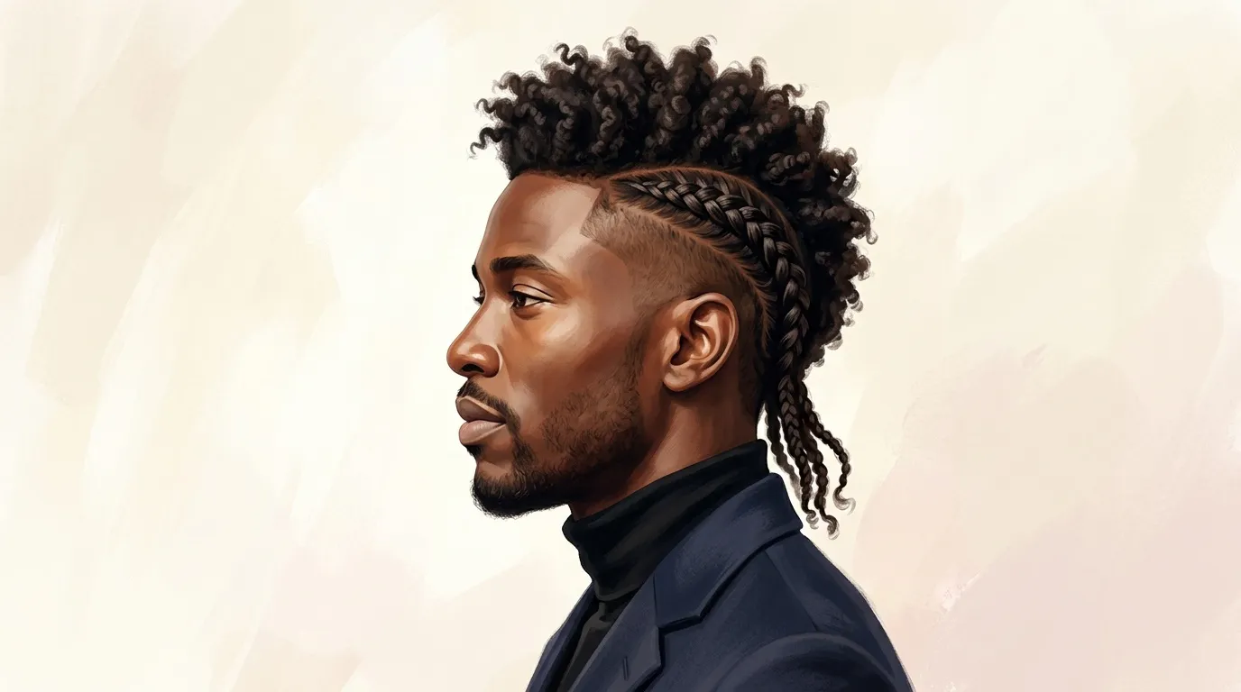 Homme de profil avec tresses et top noir