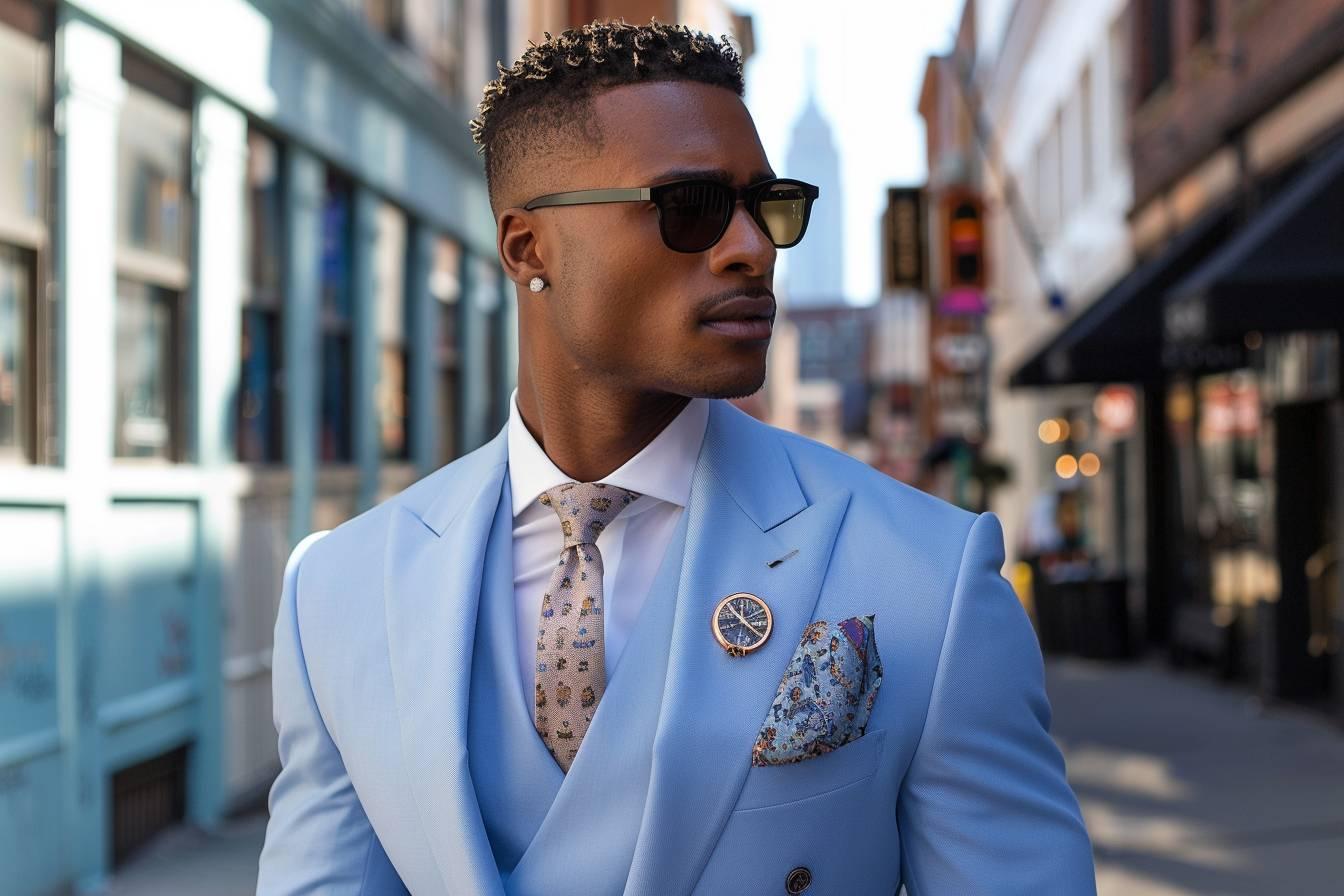 Élégance intemporelle : le costume bleu ciel pour homme, un choix raffiné pour toutes les occasions