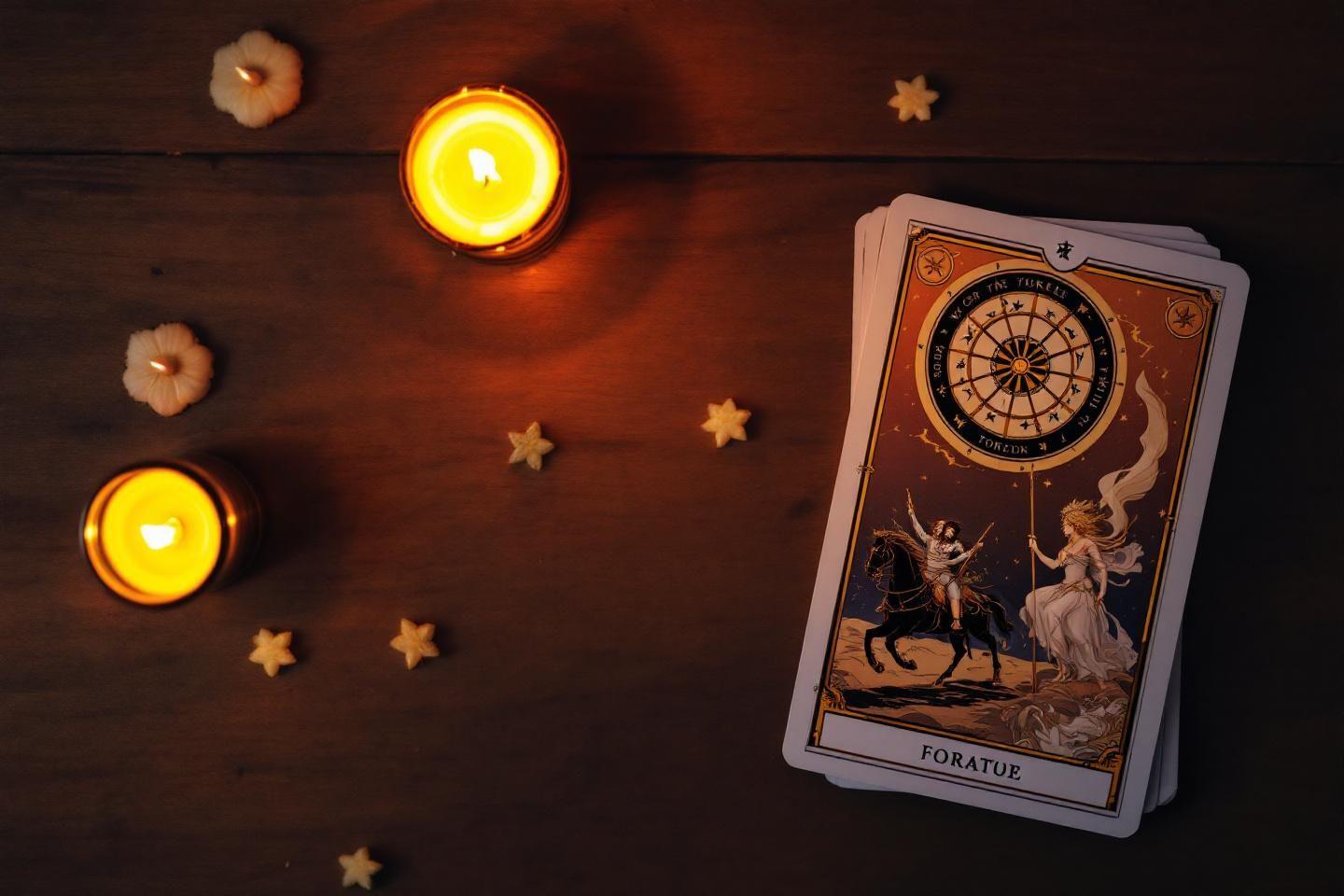 Carte du Foratuë, bougies et étoiles sur un fond sombre