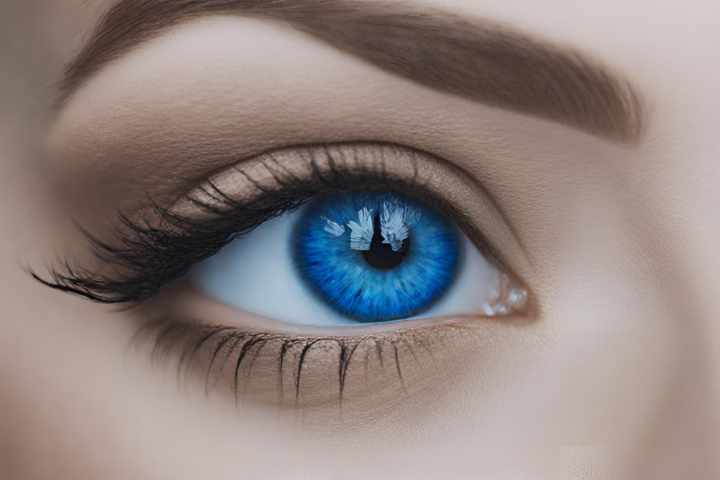 oeil bleu maquillé