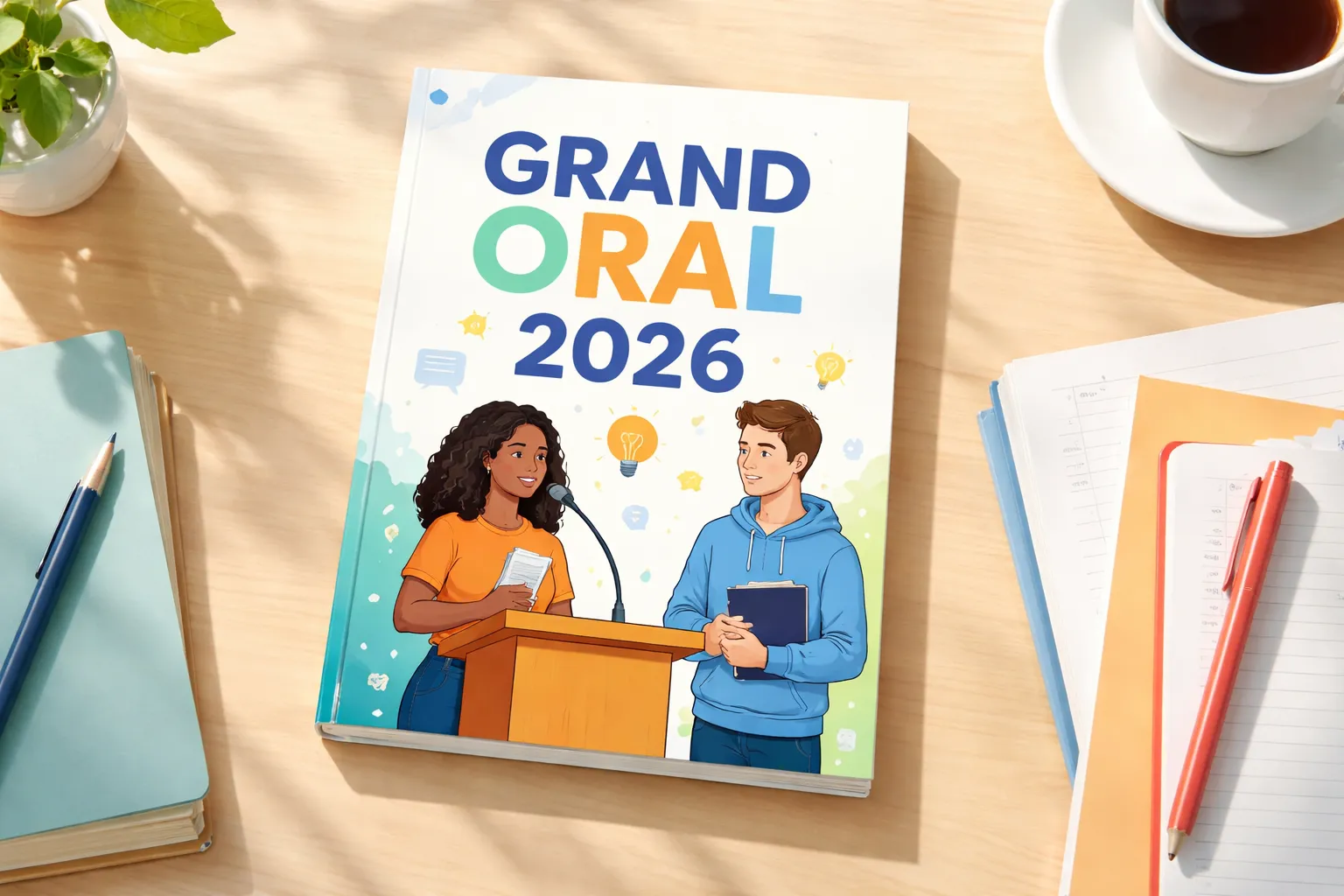 Couverture stylisée du guide Grand oral 2026