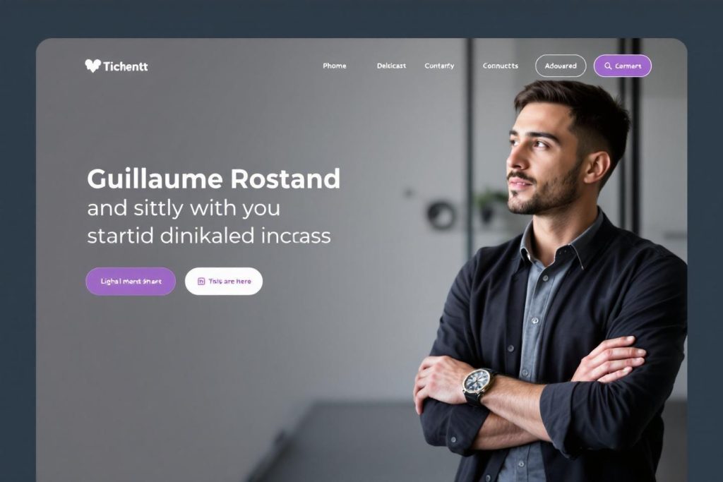 Homme d'affaires avec les bras croisés sur un site internet