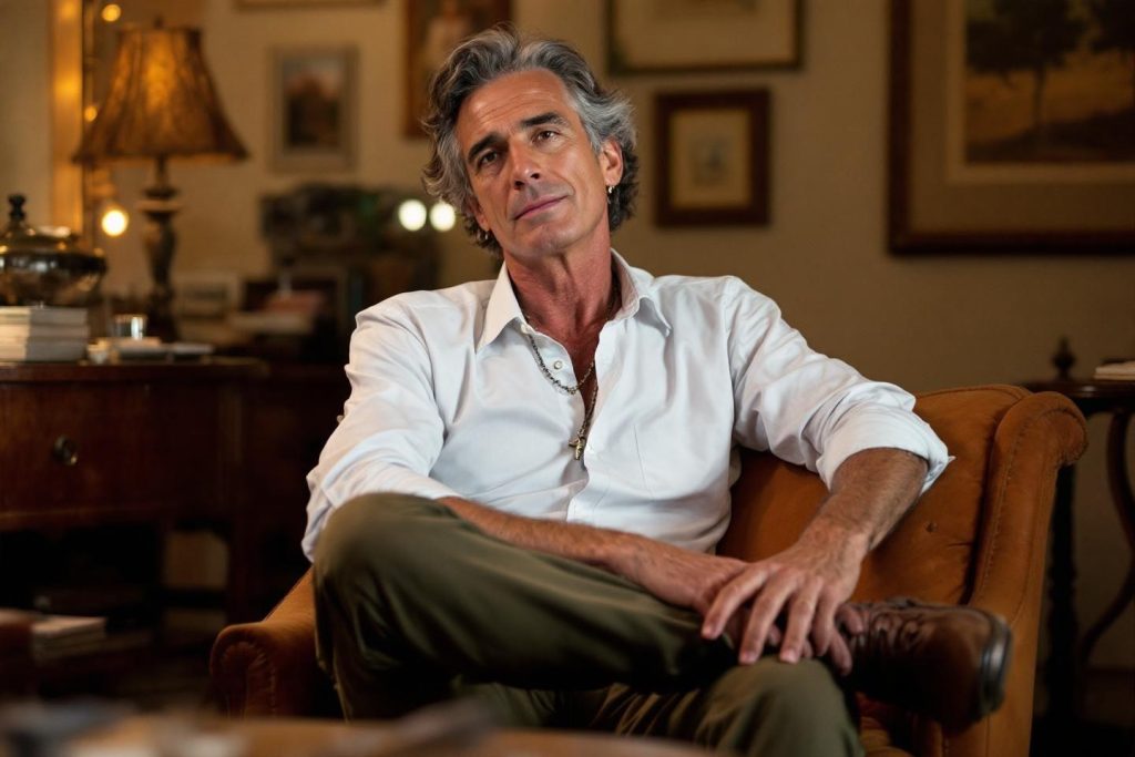 Homme âgé assis dans un fauteuil confortable