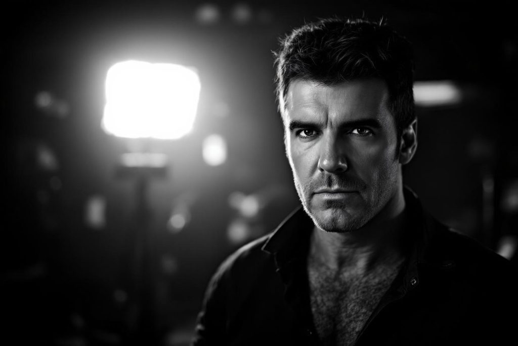 Homme sérieux regard fixe dans un environnement sombre