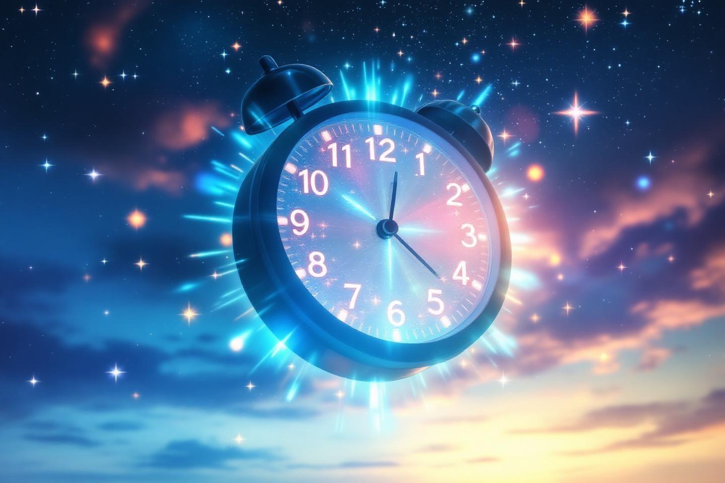 R&eacute;veil brillant au milieu d'un ciel &eacute;toil&eacute; nocturne