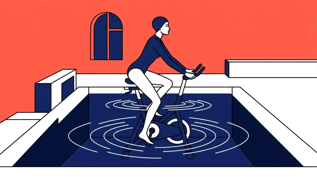 Femme fait du vélo d'intérieur dans sa maison