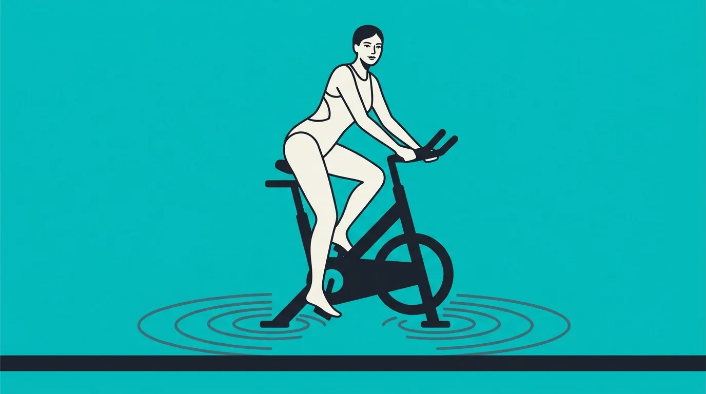 Femme en tenue de sport sur vélo d'intérieur stationnaire