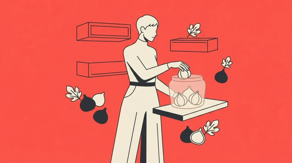 Femme organisant des boîtes de rangement et des oignons
