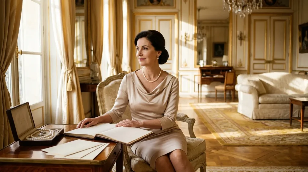 Femme distinguée travaillant à son bureau dans un salon royal